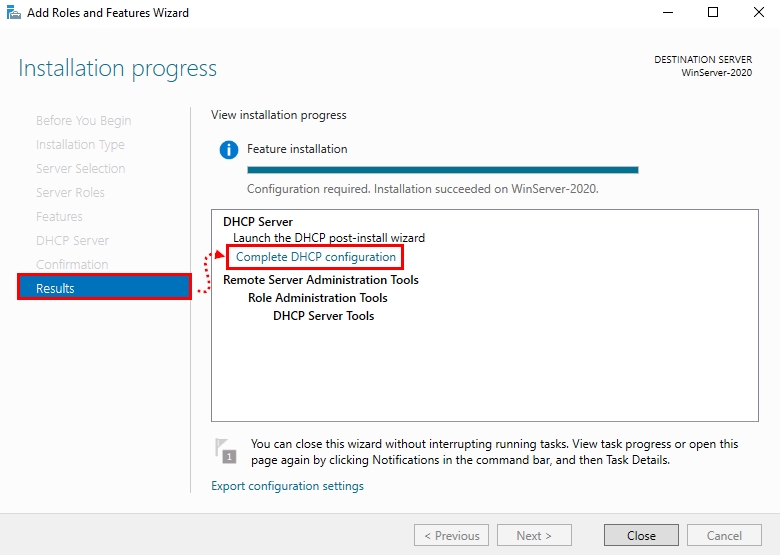 DHCP post-installation configuration