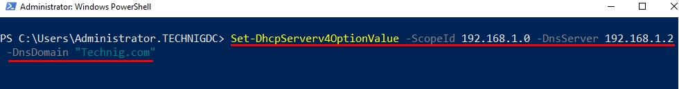 Configuring DNS Server and DNS Domain in a DHCP Scope Using PowerShell