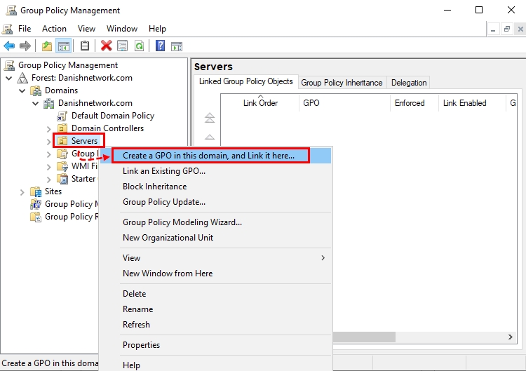 Creating a Group Policy Object for an OU on Windows Server 2022