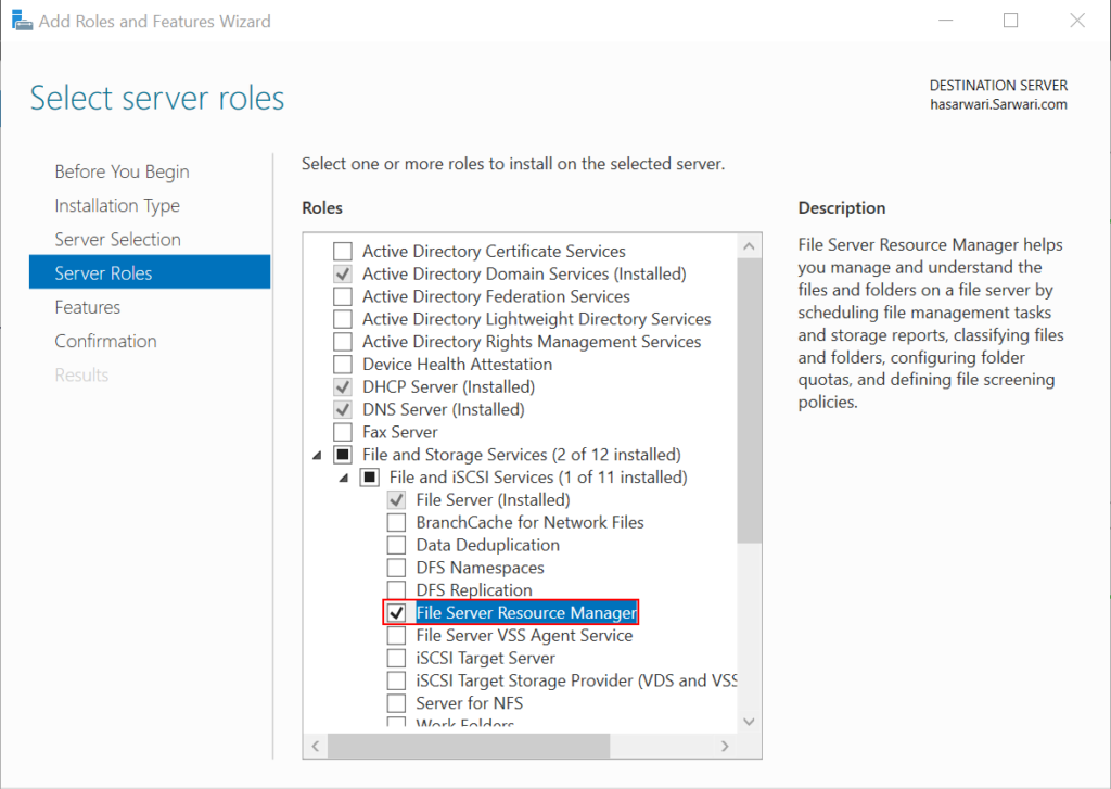 Install File Server Resource Manager