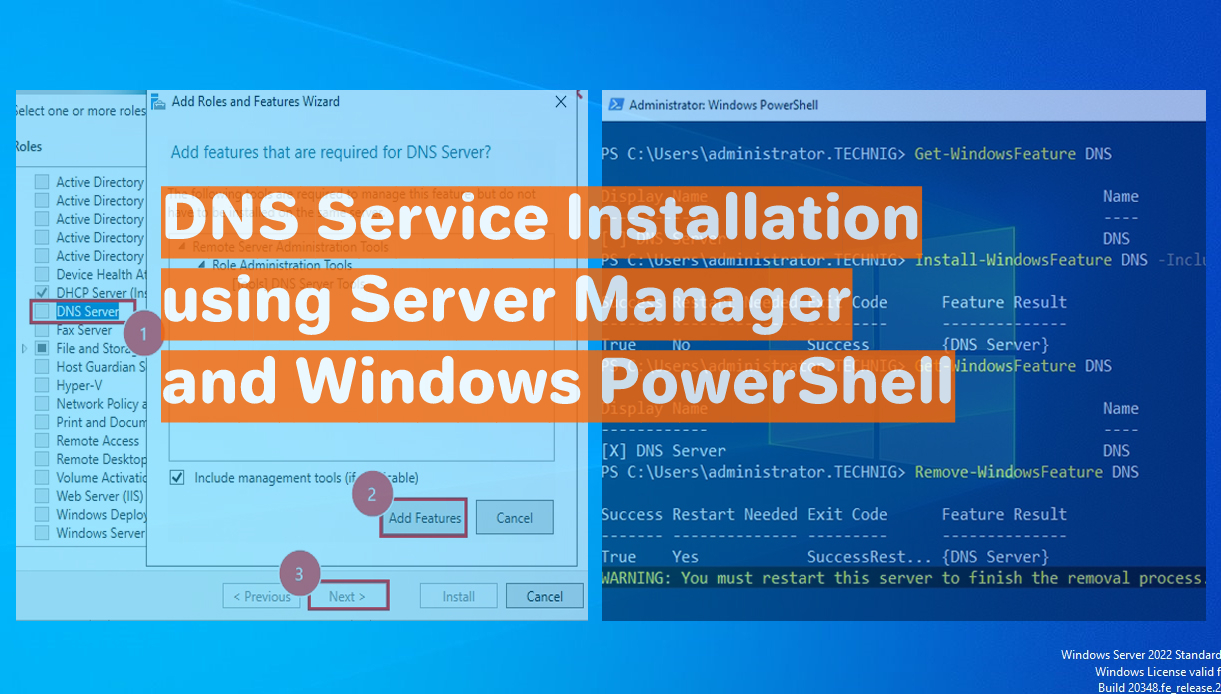 Install DNS Service in Server 2022 Using Window PowerShell and Server Manager