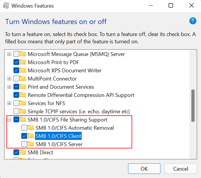 Turn on SMB Feature on Windows 11