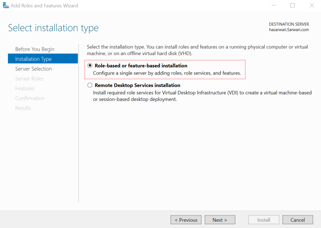 Select Installation Type