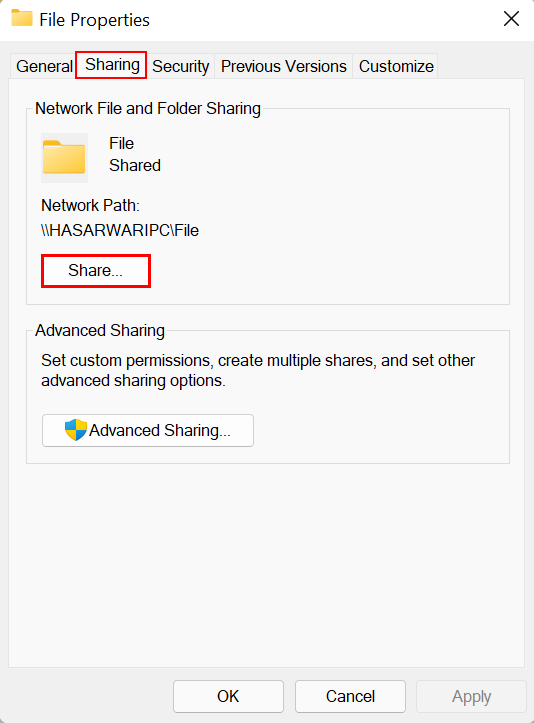 How to Share File Over the Network on Windows 11