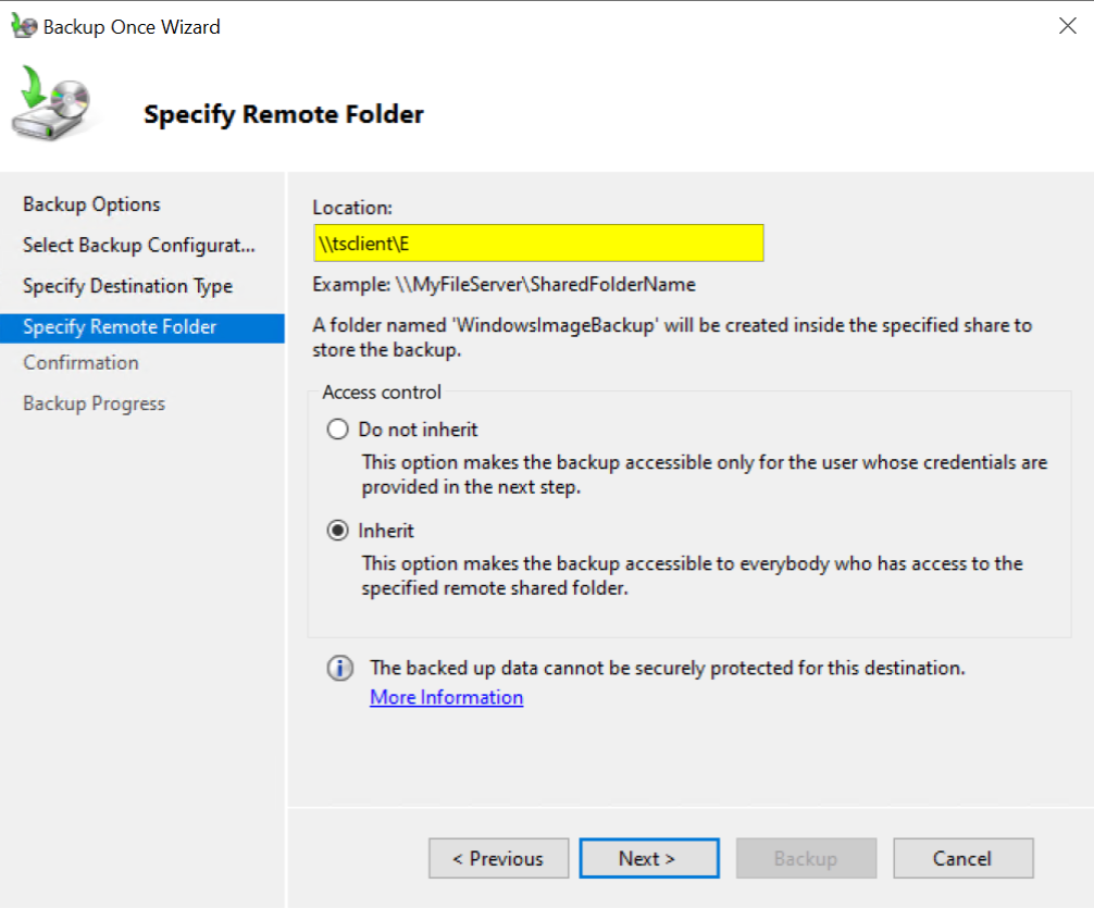 Specify the Remote Folder