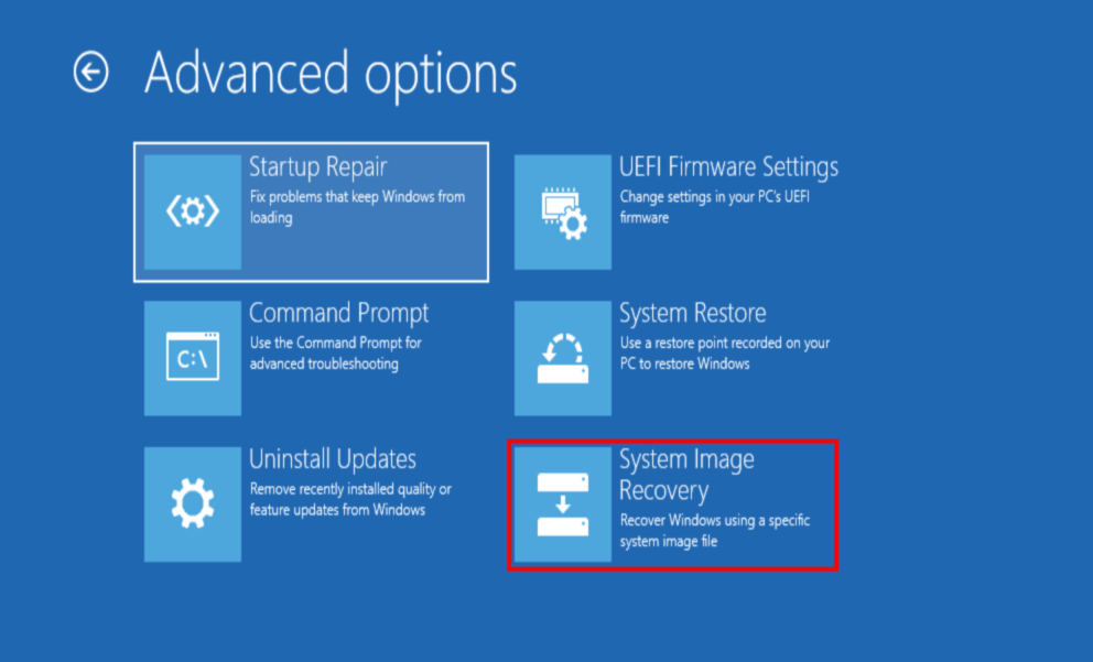System Image Recovery Option