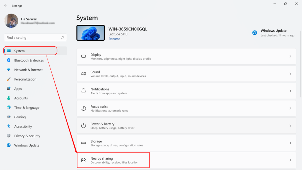 System Setting \What is nearby sharing, and how does it work on windows 11?