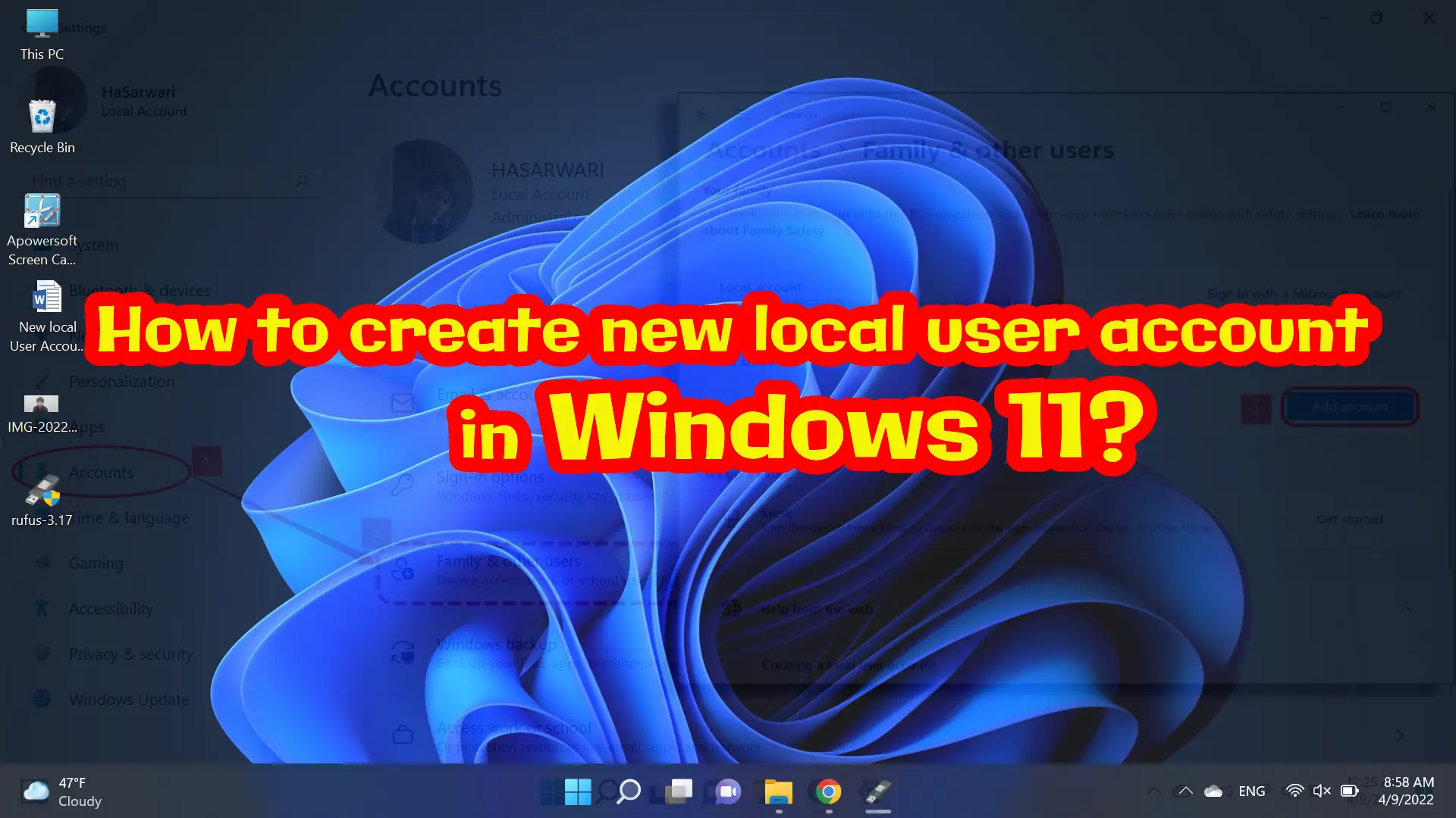 How to create new user account