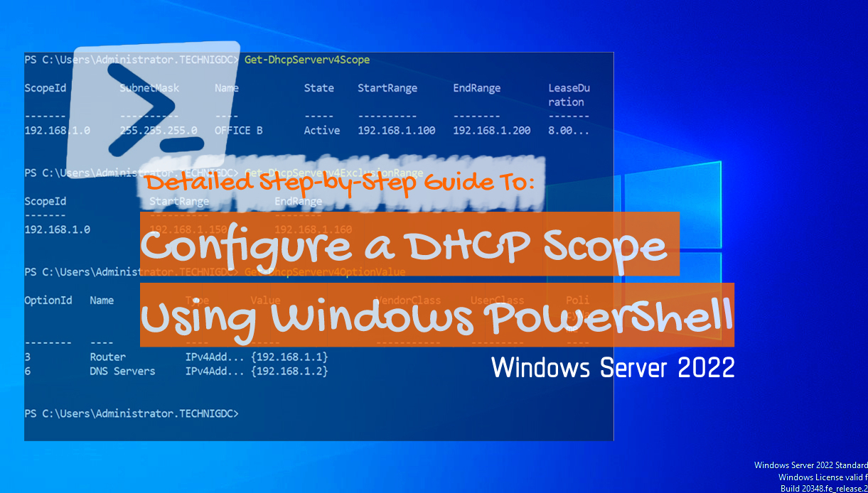 Configure a DHCP Scope Using Windows PowerShell on Windows Server 2022