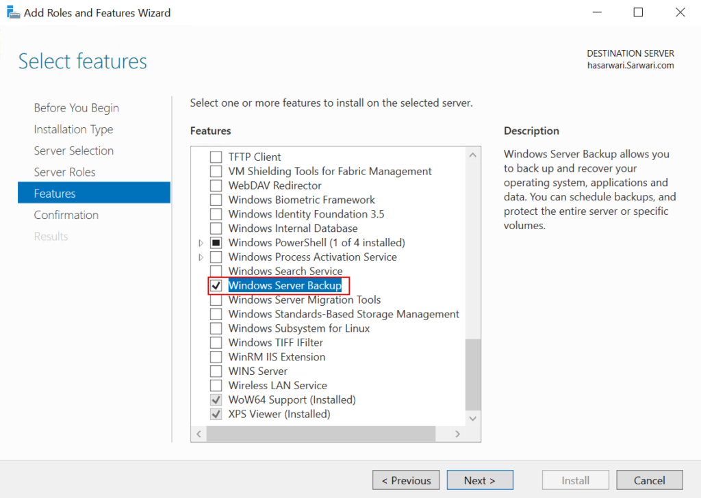 Windows Backup Feature/ Windows Server 2022 Backup installation and Configuration