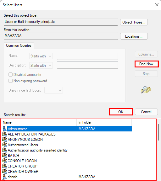 Select users manually to configure the users to be member of Remote Desktop Users group in windows 11.