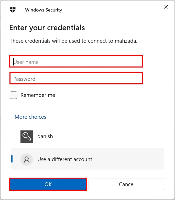 Enter your credentials to login remotely.