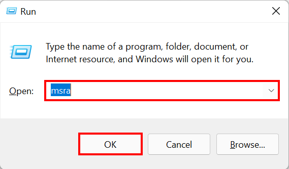 Run command to open Remote Assistance configuration in windows 11.