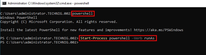Opening PowerShell as Administrator from Command Prompt
