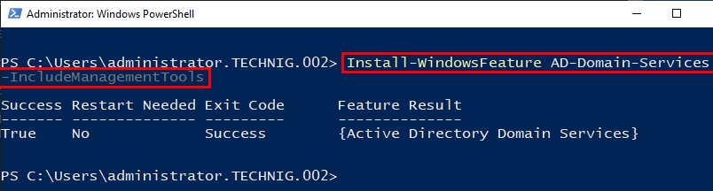 Installing AD DS Role Using PowerShell