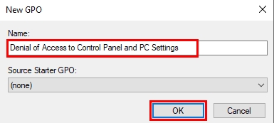 Naming the New Group Policy Object