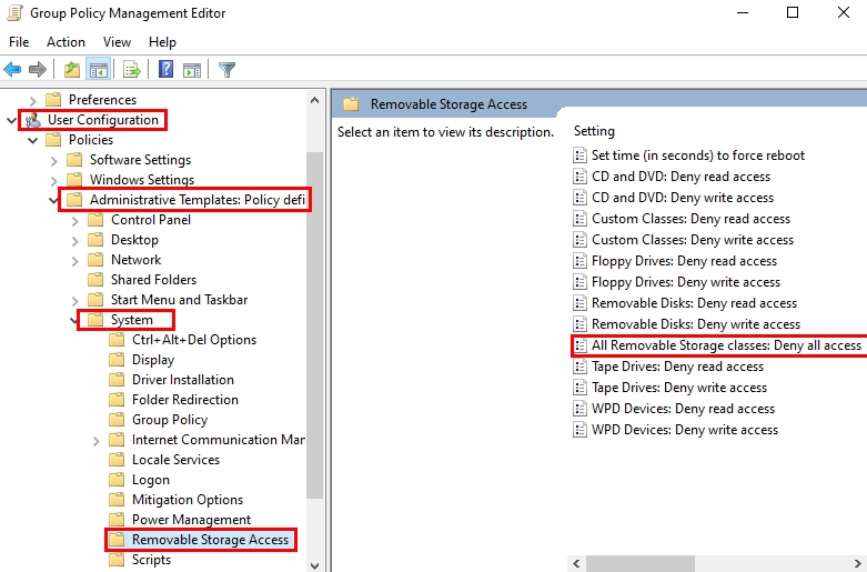 Finding the GPO configuration to Deny Access to Removable Media