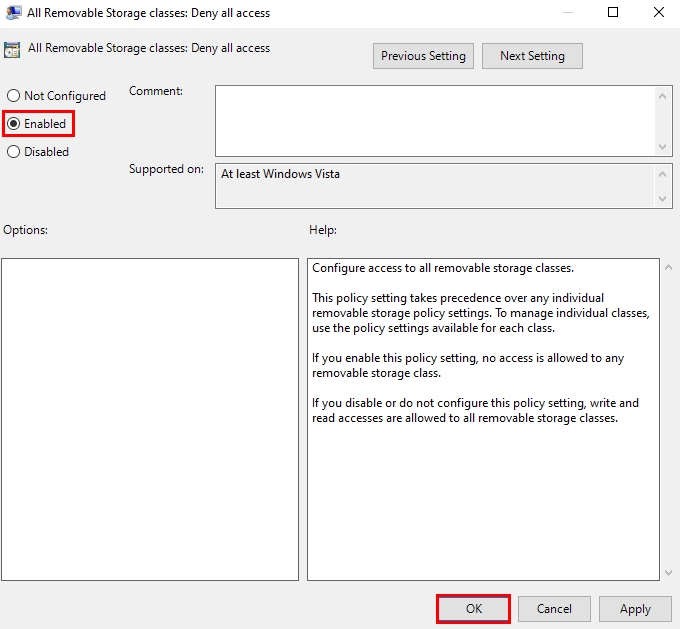 Enabling the GPO to Deny All Access to Removable Storage Media