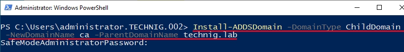 Creating a New Child Domain Using PowerShell