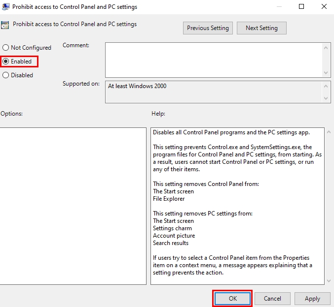 Enabling the Group Policy Object