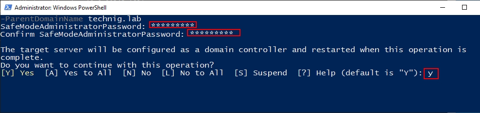 Setting DSRM Password and Confirming the Configuration