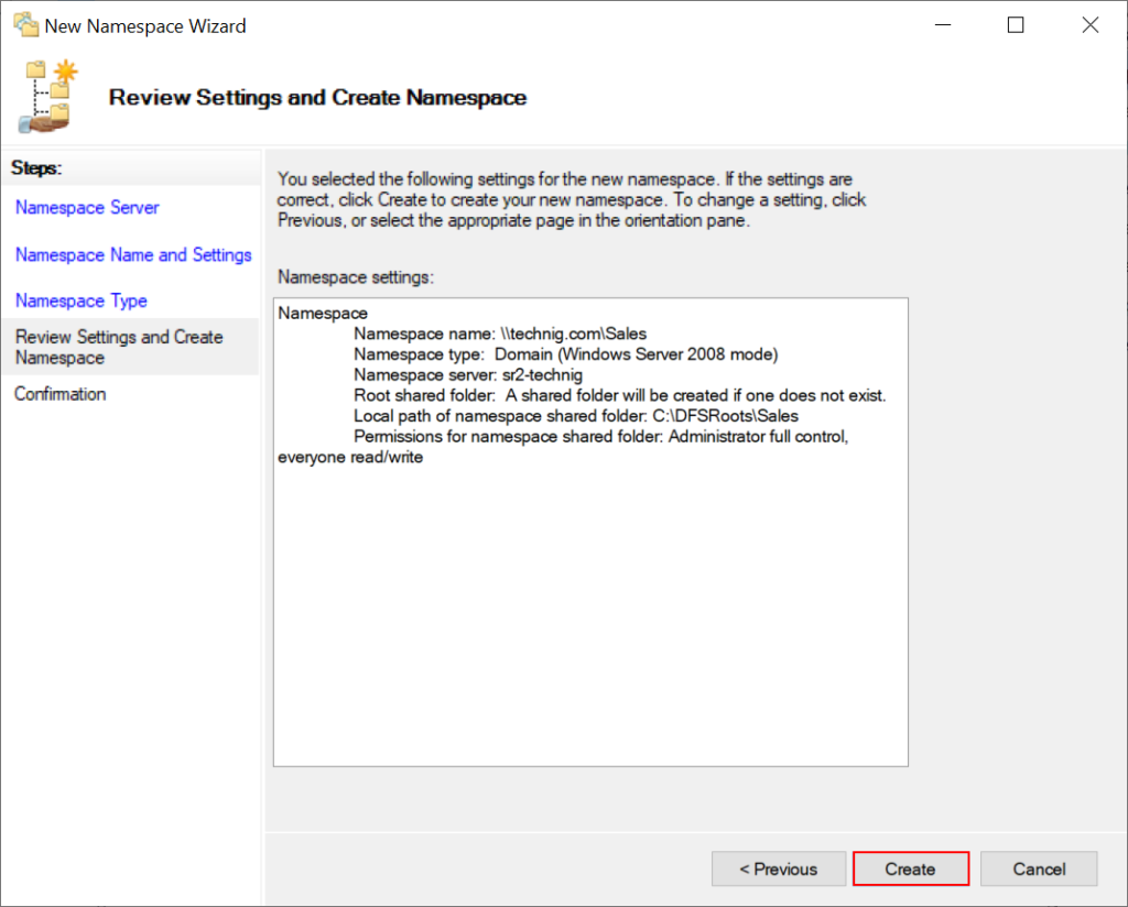 Create Namespace