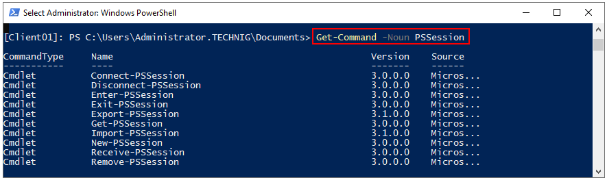 PowerShell Remoting session commands