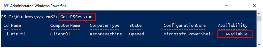 See available PowerShell Remoting Sessions.