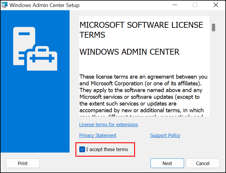 Download and Install Windows Admin Center on Windows Server 2022