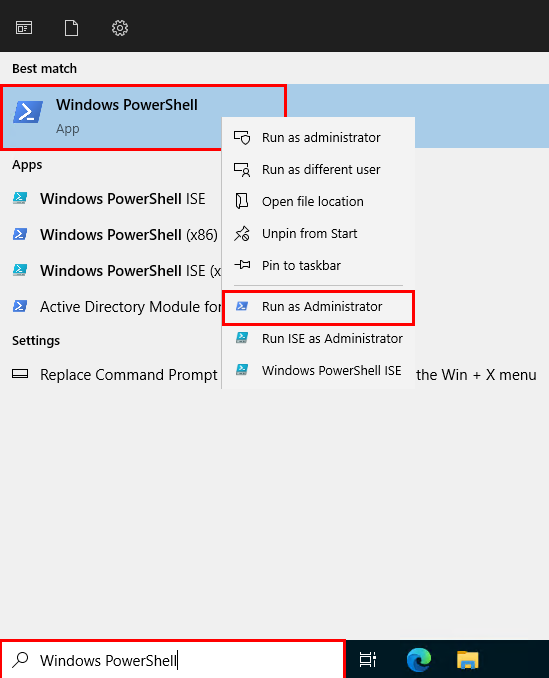 Run PowerShell as administrator