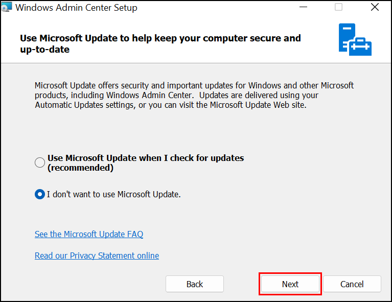 Download and Install Windows Admin Center on Windows Server 2022