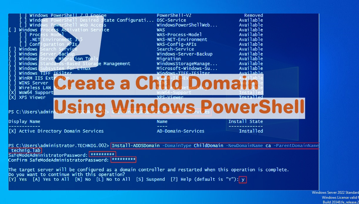 Create a child Domain Using Windows PowerShell