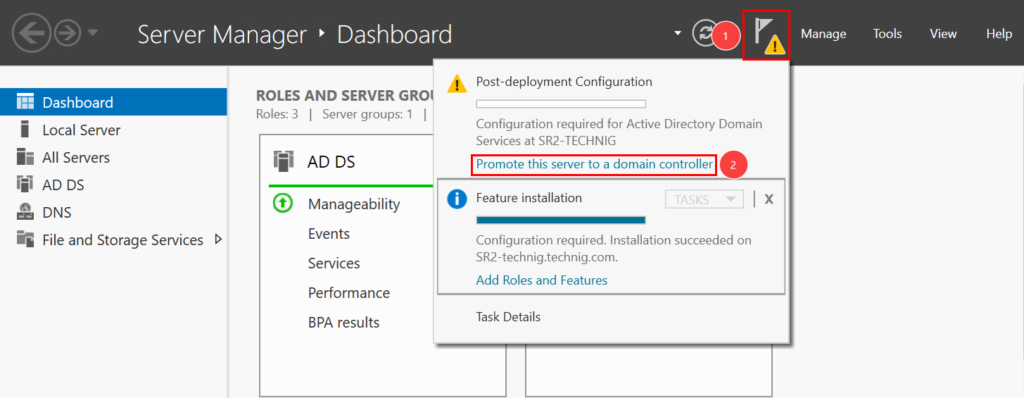 Promote the Server to Domain Controller