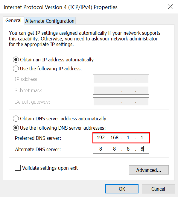 Change the DNS Server